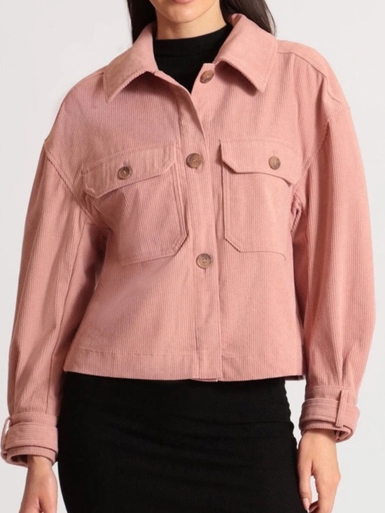 Avec Les Filles Jackets & Blazers - Avec Les Filles Cropped Corduroy Shacket Dusty Rose Pink Size Medium